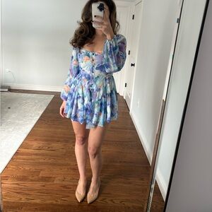 Princess Bright Bouquet Floral Chiffon Romper Dress NWT